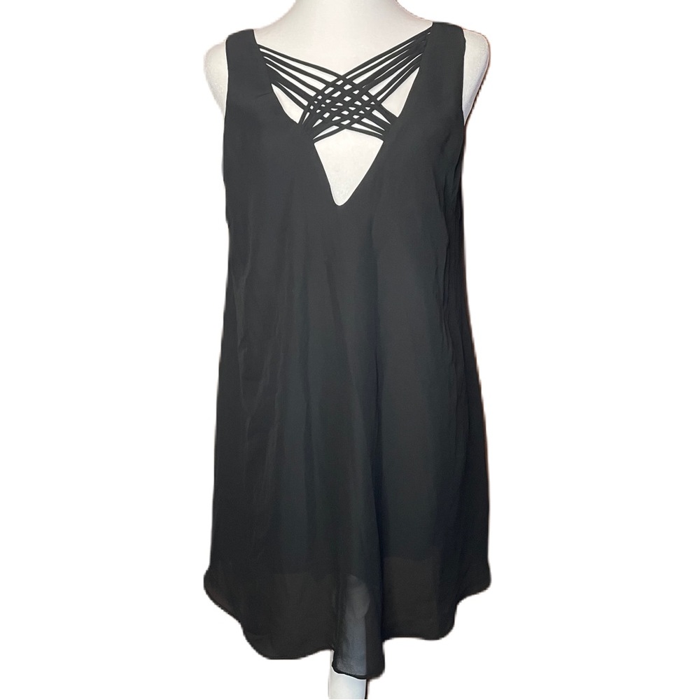 Chandi & Lia Women’s Black Strappy Sleeveless Tunic Mini Dress Medium